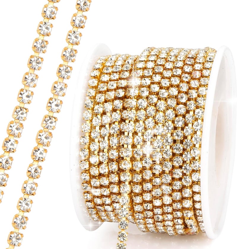 Slergut Rhinestone Chain, 10 Yard 3mm Clear Rhinestone Trim, Modern Style, Perfect for Wedding, Birthday, DIY Jewelry - Image 1